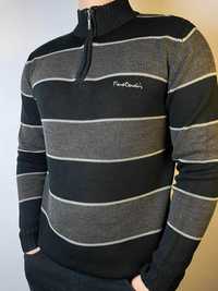 Sweter/Golf Pierre Cardin XXL w paski czarno/szary