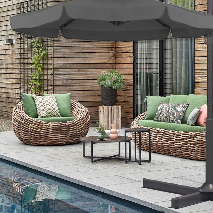 Parasol ogrodowy z wysięgnikiem, duży, stabilny DM szary 350 x 250 cm