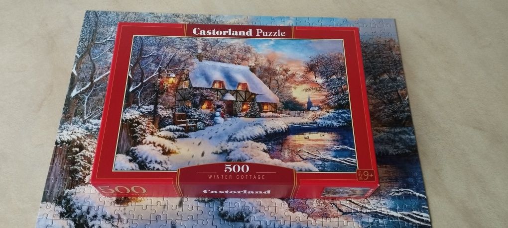 Puzzle Castorland 500 elementów Winter Cottage Zimowe kompletne 100%