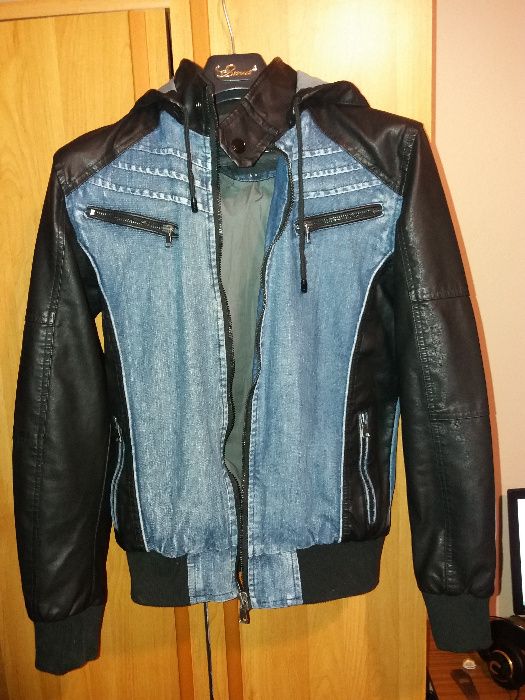 Kurtka Jeansowa Hooded Denim Leather Jacket TB675