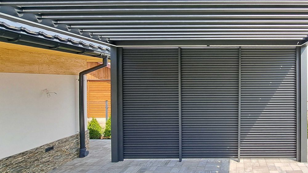 Pergola Aluminium 4x4m -elektrycznie otwierany dach + Oświetlenie
