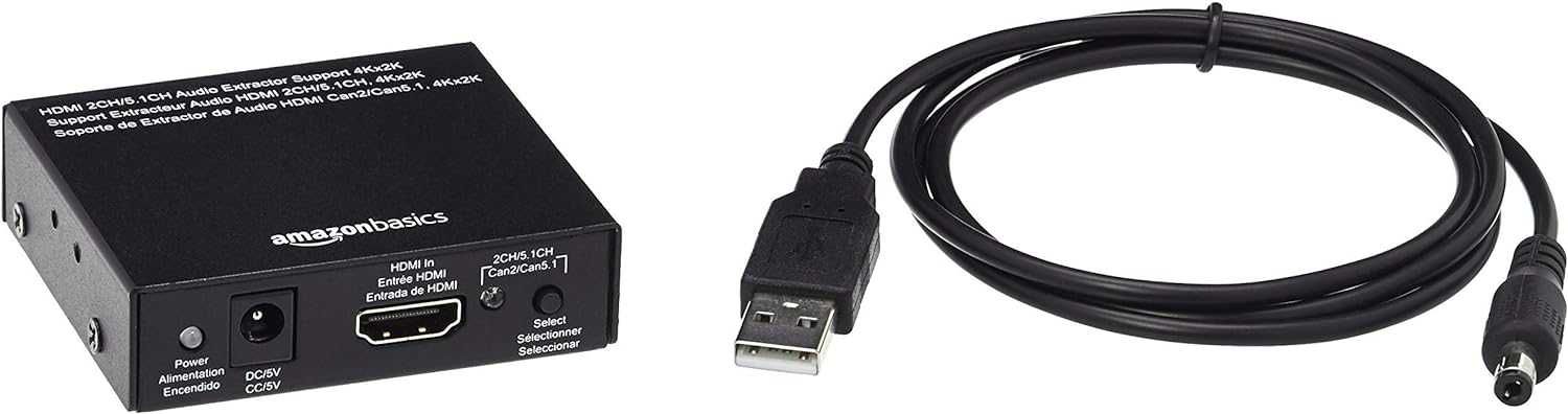Amazon Basics ekstraktor Audio konwerter HDMI na HDMI 4K RCA Spdif