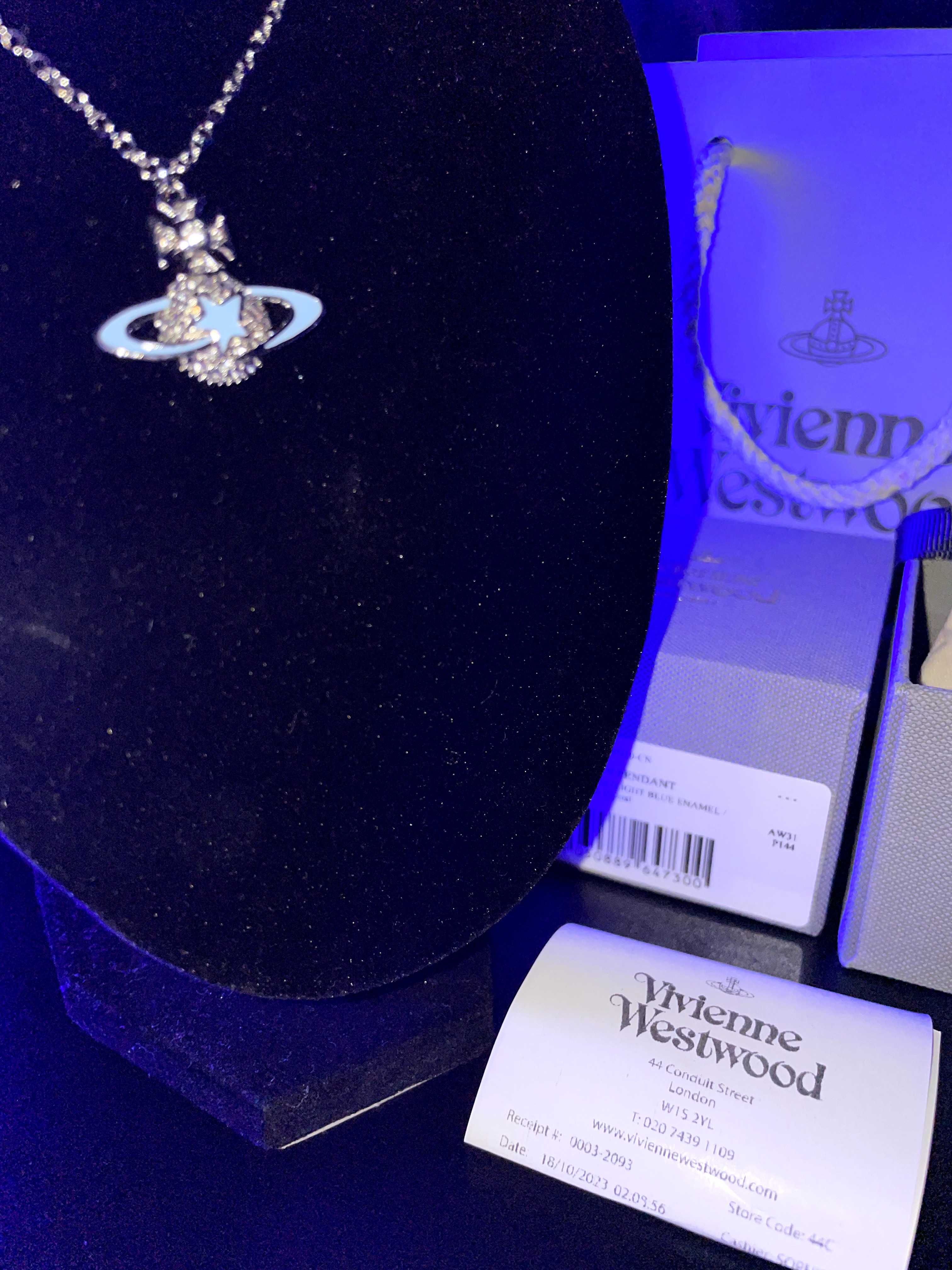 ОРИГІНАЛ Vivienne Westwood DARLENE blue orb Подвеска Ожерелье серьги