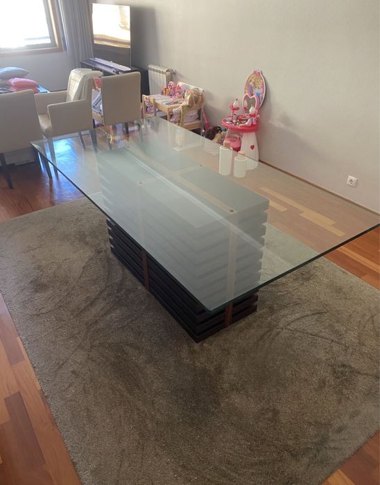 Mesa Jantar Vidro com 6 cadeiras