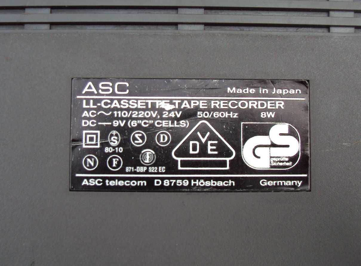 ASC D8759 винтажный кассетный магнитофон/ не sanyo и не sharp