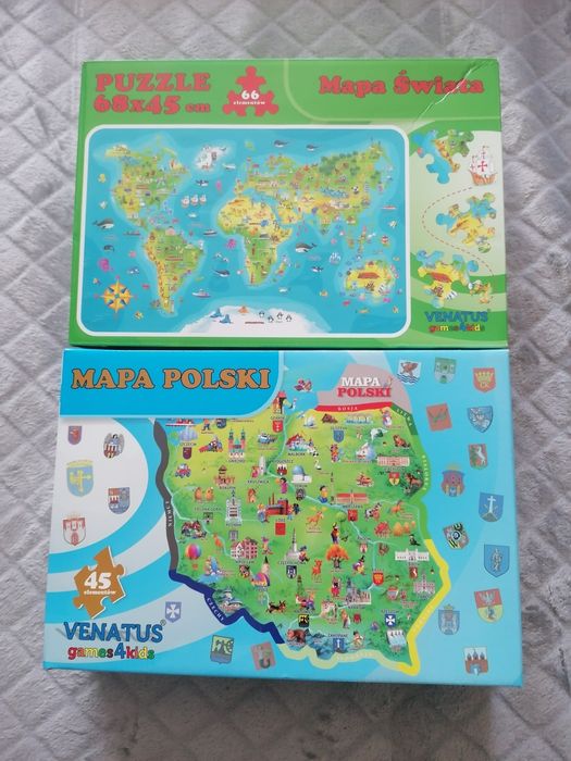 Puzzle Mapa Świata i Mapa Polski Venatus