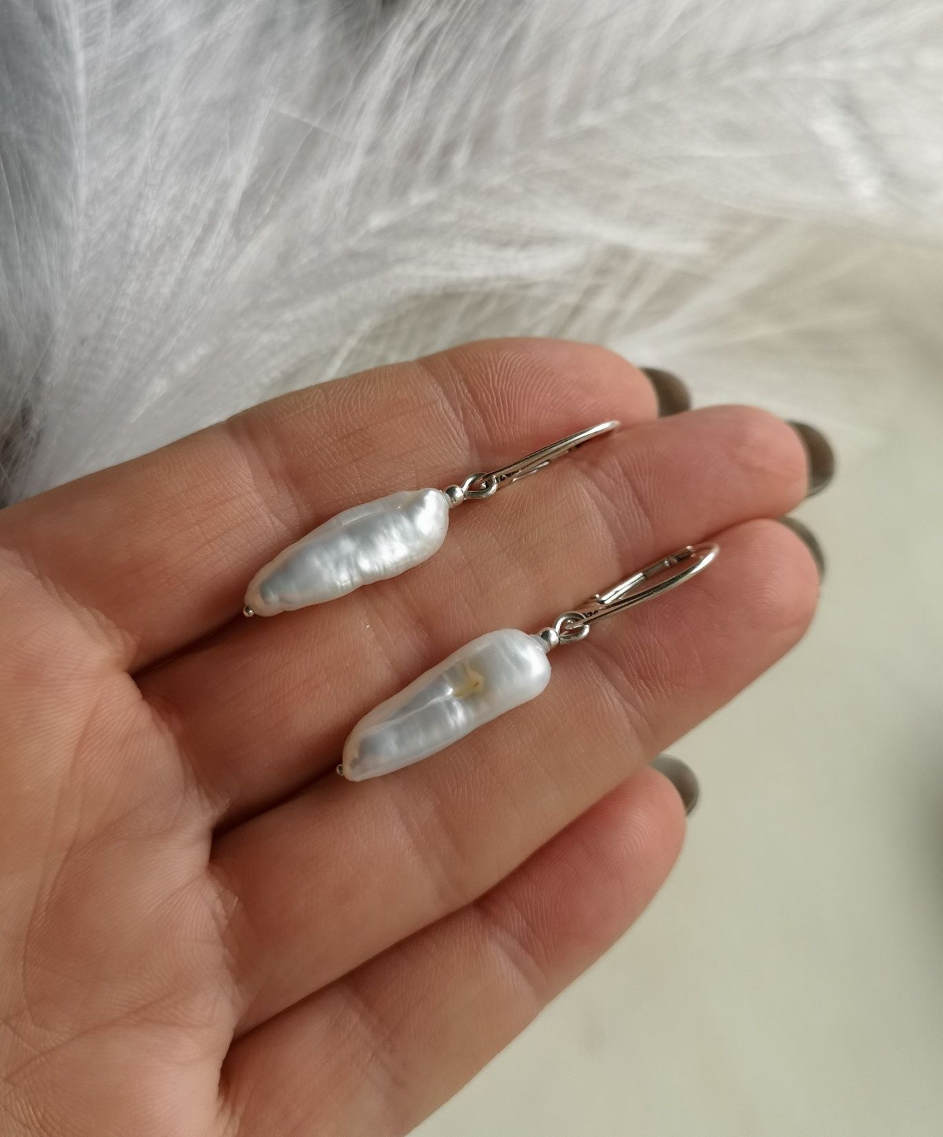 kolczyki perła Biwa srebro