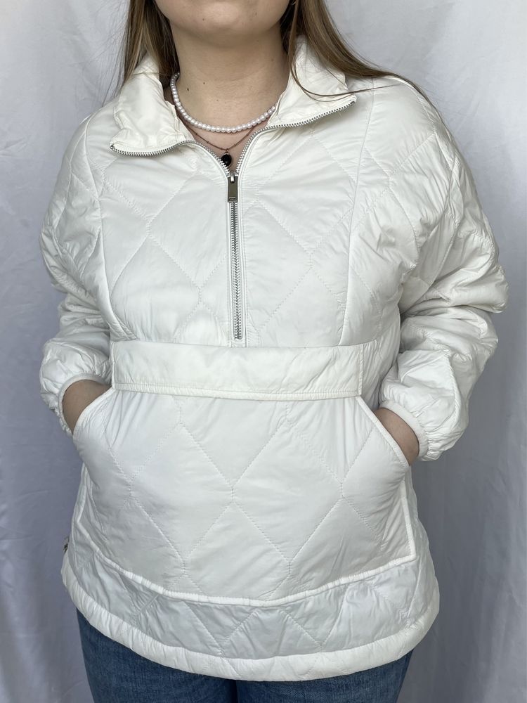 Biała przejściowa pikowana kurtka z kołnierzem CROPP S
