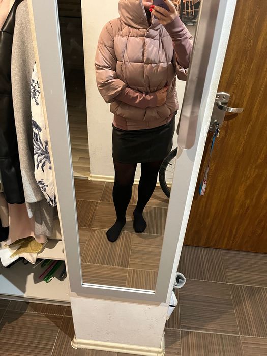 Monnari nowa kurtka ciepła pudrowy róż puchowa 38/42 femestage komin