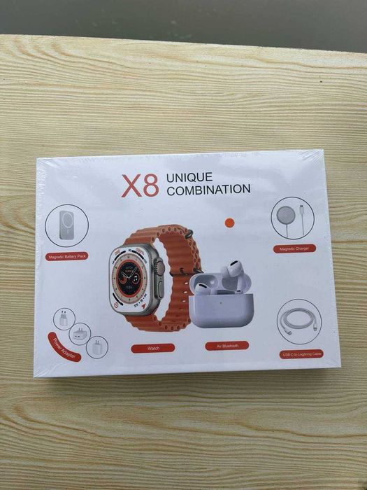 Премиум-набор X8 | Смарт-часы + Bluetooth наушники + зарядки