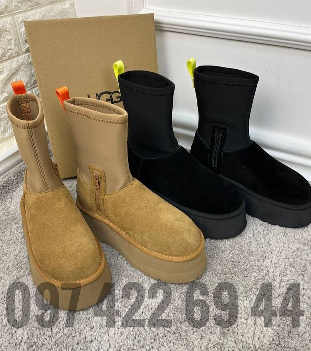 UGG CLASSIC DIPPER Black /Chestnut Жіночі Уггі на Платформі