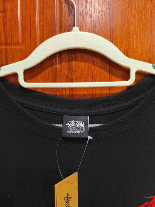 Stussy,Męska czarna koszulka z nadrukiem letnim, rozmiar L