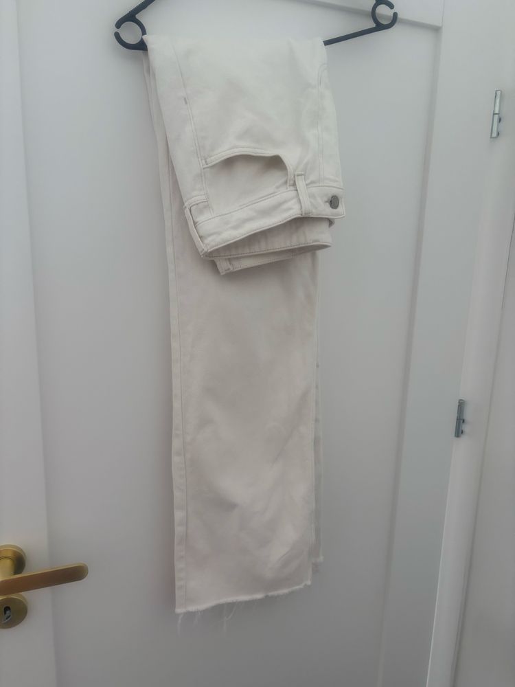 Białe spodnie hm ultra high waist wide mega modne 40