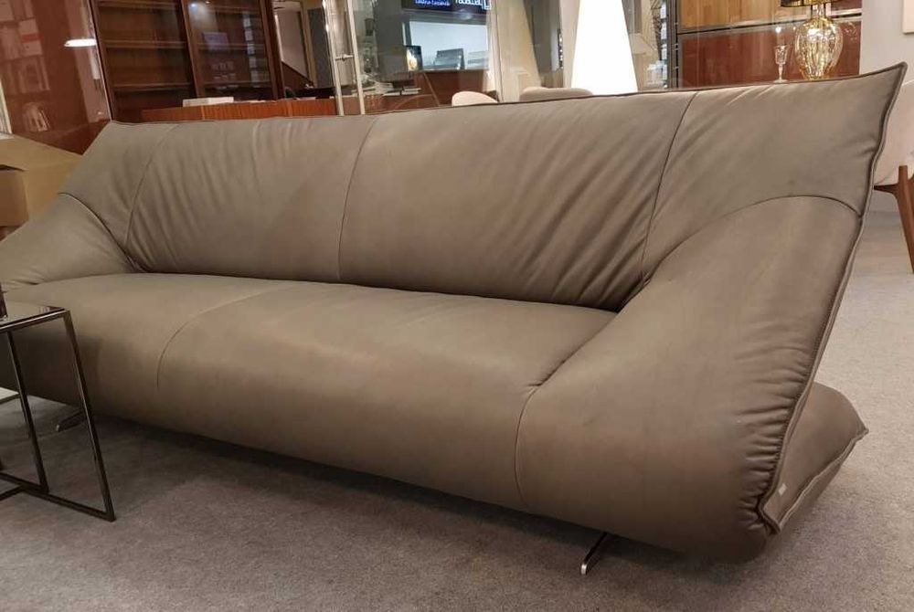 Niemiecka sofa Koinor Mellow miękka skóra szary brąz RABAT - 60 %