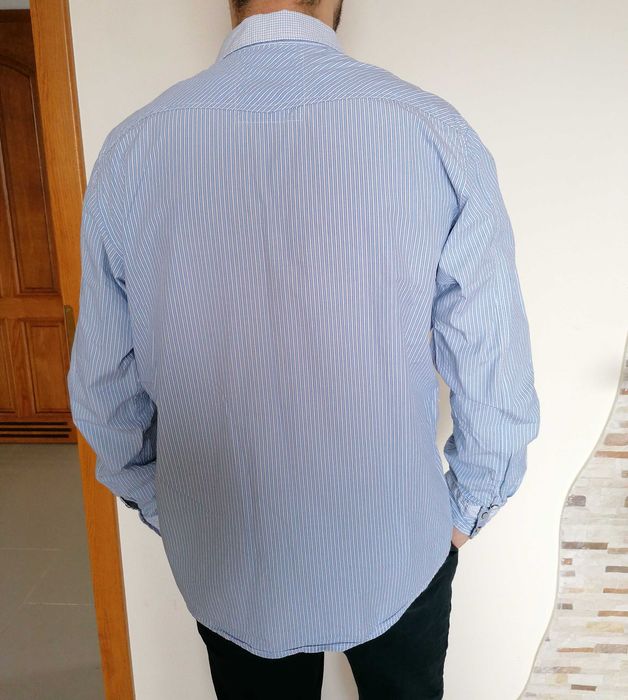 Scotch & Soda koszula męska casual niebieska paski guziki bawełna XXL