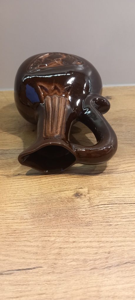 PRL VINTAGE CEPELIA porcelitowy dzbanek wazonik wazon karafka brązowa