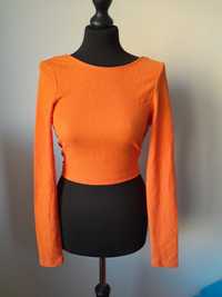 Crop top topik krótka bluzka odkryte sznurowane plecy XS S 34 36