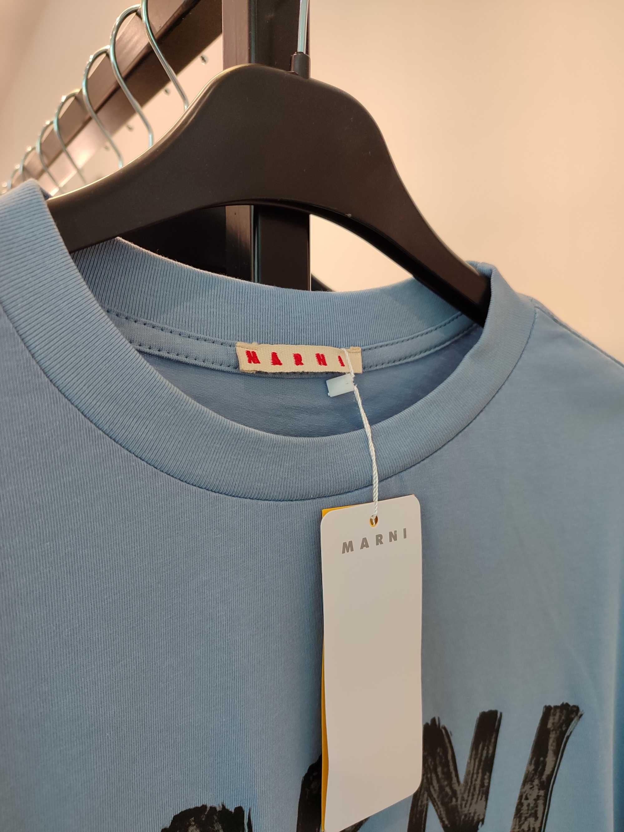 Футболка Marni logo-print t-shirt Sky Blue