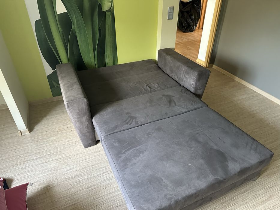 Kanapa sofa grafitowa dwuosobowa rozkladana z pojemnikiem
