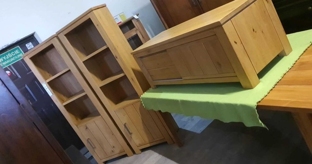 Komplet zestaw 2 słupki i rtv drewniane drewno dębowe jasne FV DOWÓZ