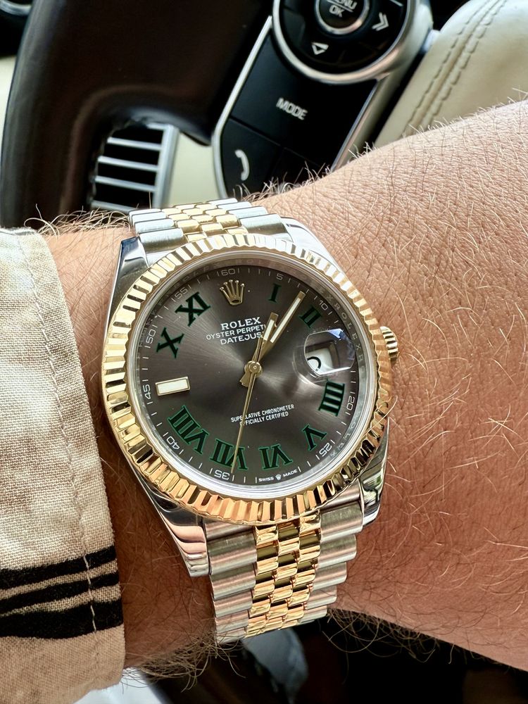 Piękny Rolex Datejust 41 mm Stal/złoto Wimbledon FULL SET STAN 10/10