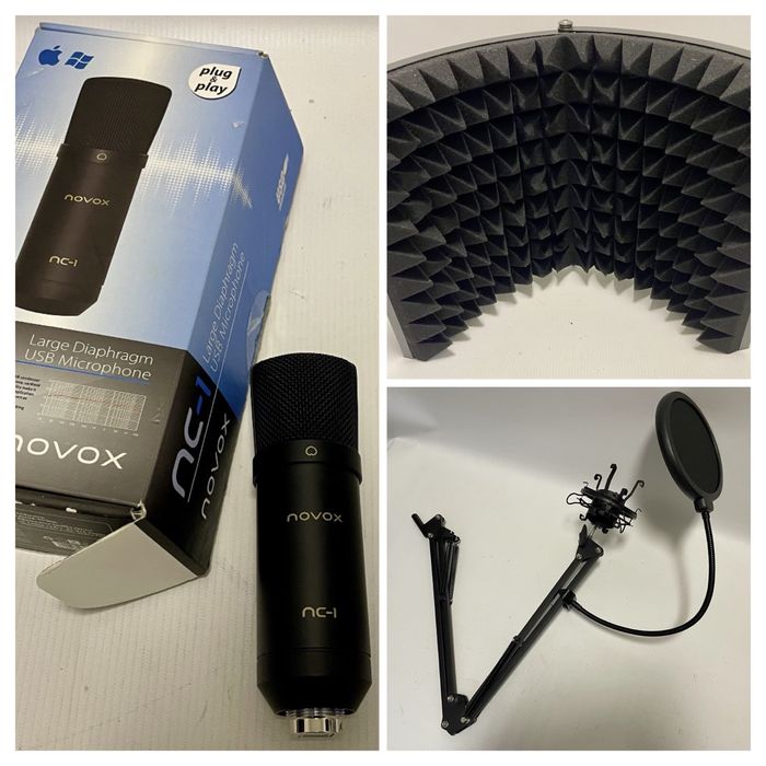 Studyjny mikrofon pojemnościowy USB NOVOX NC1 + STATYW + AKCESORIA !