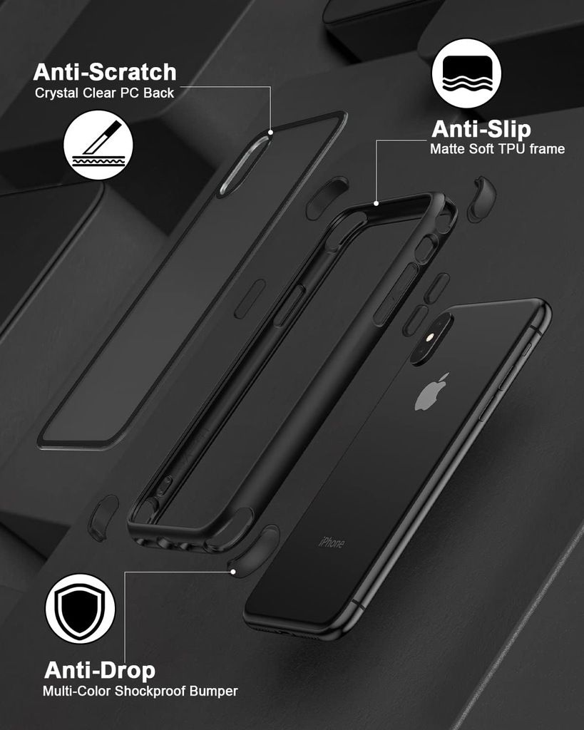 Etui, plecki do iPhone X, XS, 10, czarne, przezroczyste, MobNano