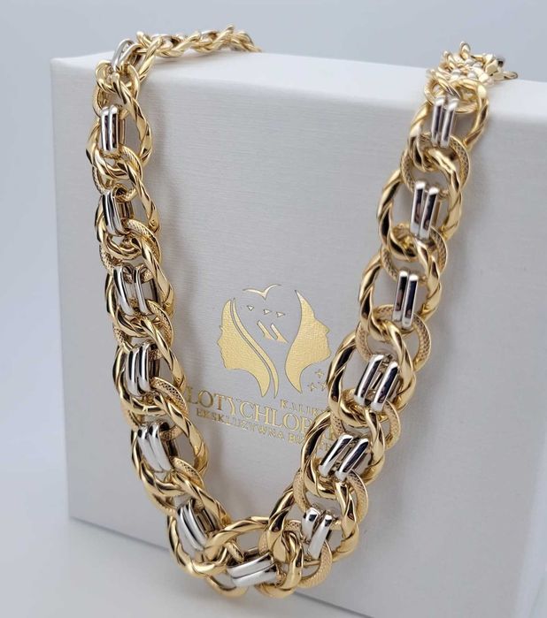 Łańcuszek żółtego białego 14k złota kolia naszyjnik cfc009yw Poznań