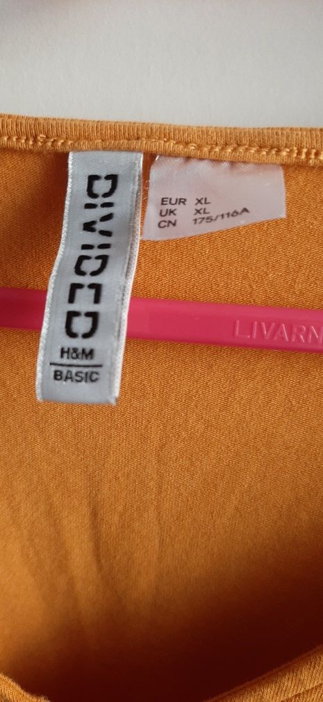 Bluzka damska z bawełny, żółta L/M, H&M,