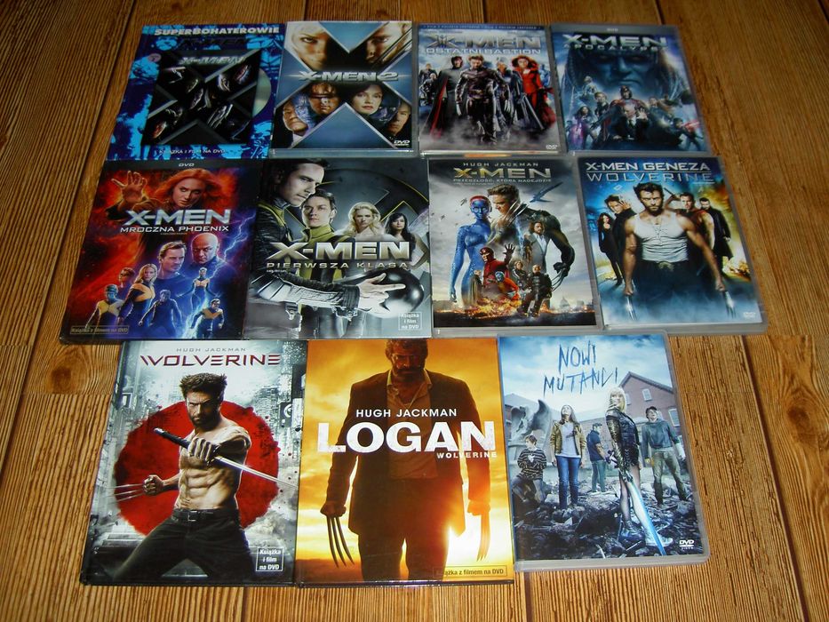 X-Men pełna kolekcja plus Wolverine Logan Nowi Mutanci DVD 11 sztuk PL