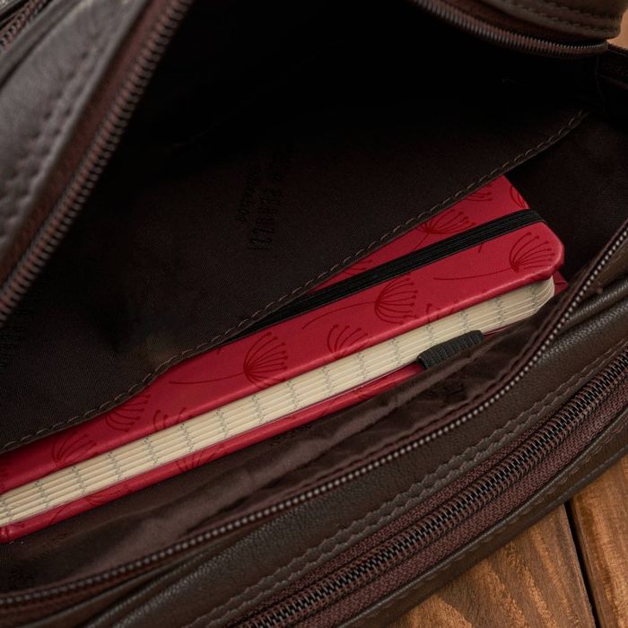 saszetka męska do ręki skórzana dwukomorowa brązowa paolo peruzzi