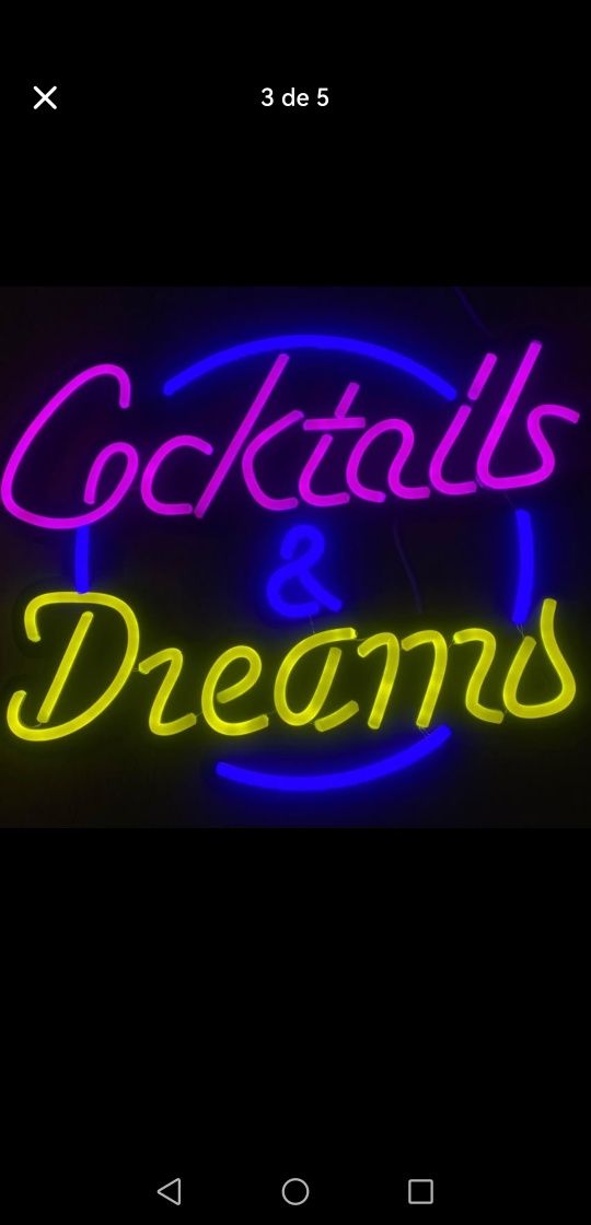 Neon cocktails dreams letreiro luminoso