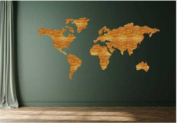 Drewniana mapa świata 120cm x 60cm+ szablon