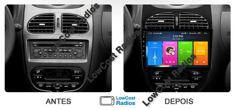 Auto Rádio GPS PEUGEOT 206 / 206 CC - Android • Multimédia BT USB WIFI