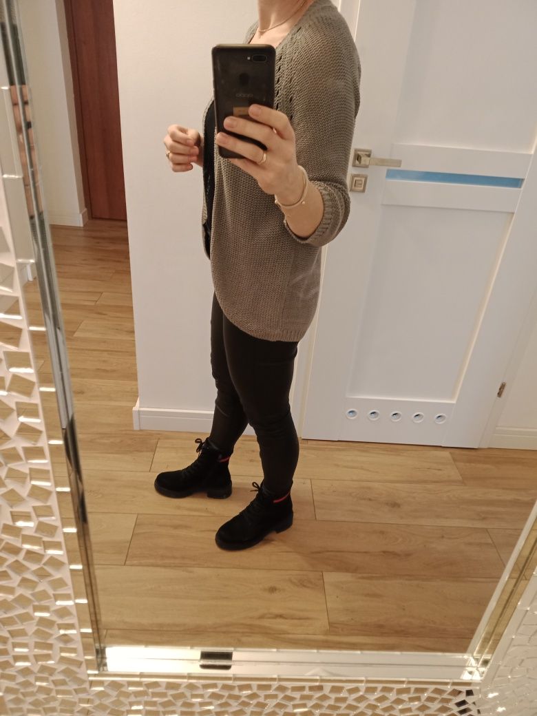 Sweter H&M Basic szary S M klasyk