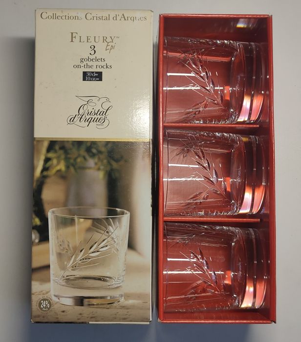 Conjunto Copos Cristal d'Arques Fleury Epi - NOVOS