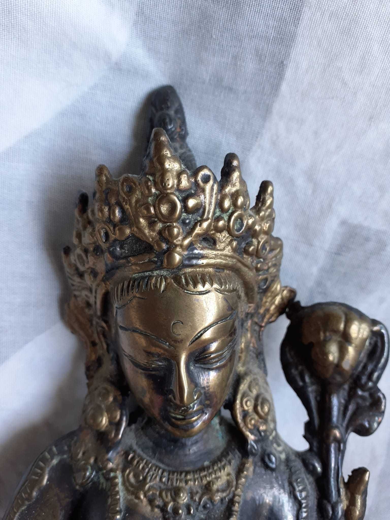 Estátua antiga Buda feminina Nepal – Tibete bronze, raridade