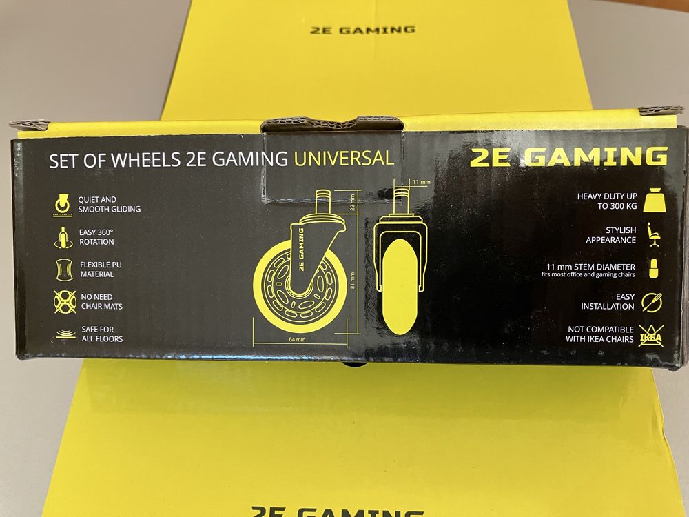 Безшумні роликові колеса 2E Gaming Universal Black 5шт (2E-GWH-003-BK)