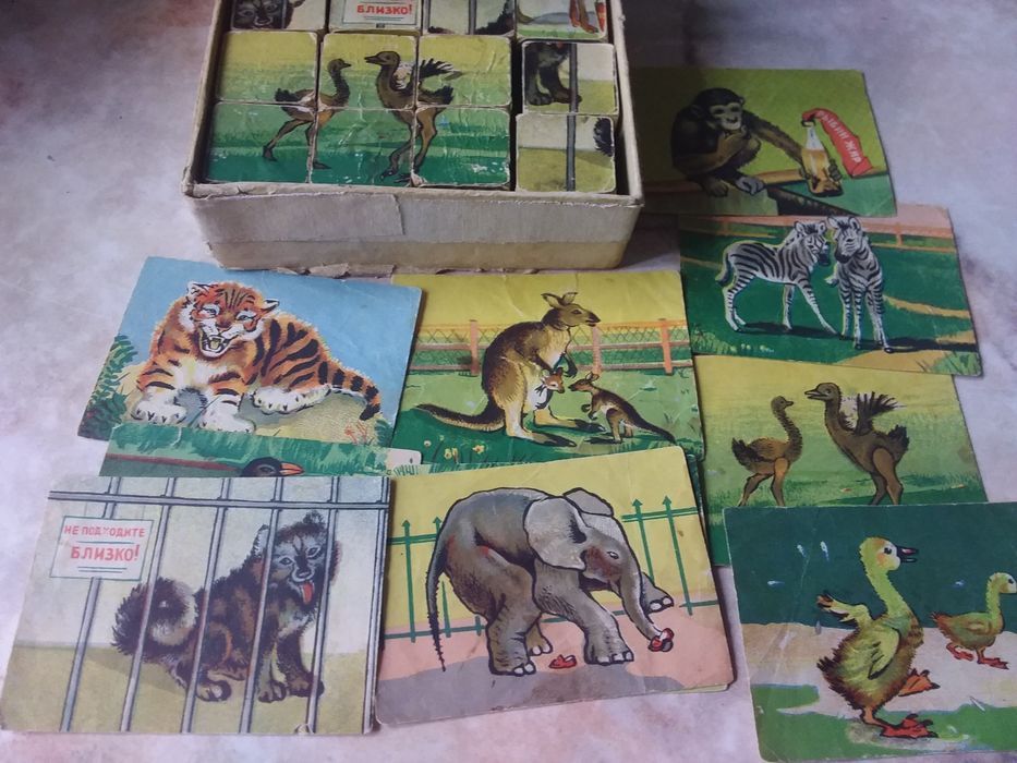 Кубики детские, с картинками, деревянные СССР. Подставки под яйца.