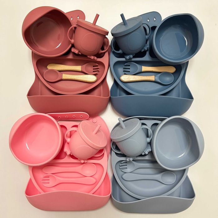 Набір Дитячий Силіконовий посуд для прикорму. Єко посуд. 6 предметов