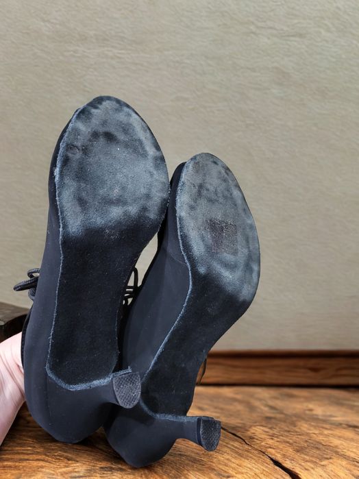 Buty do tańca sznurowane, skóra, obcas 7.5 cm papilio czarne