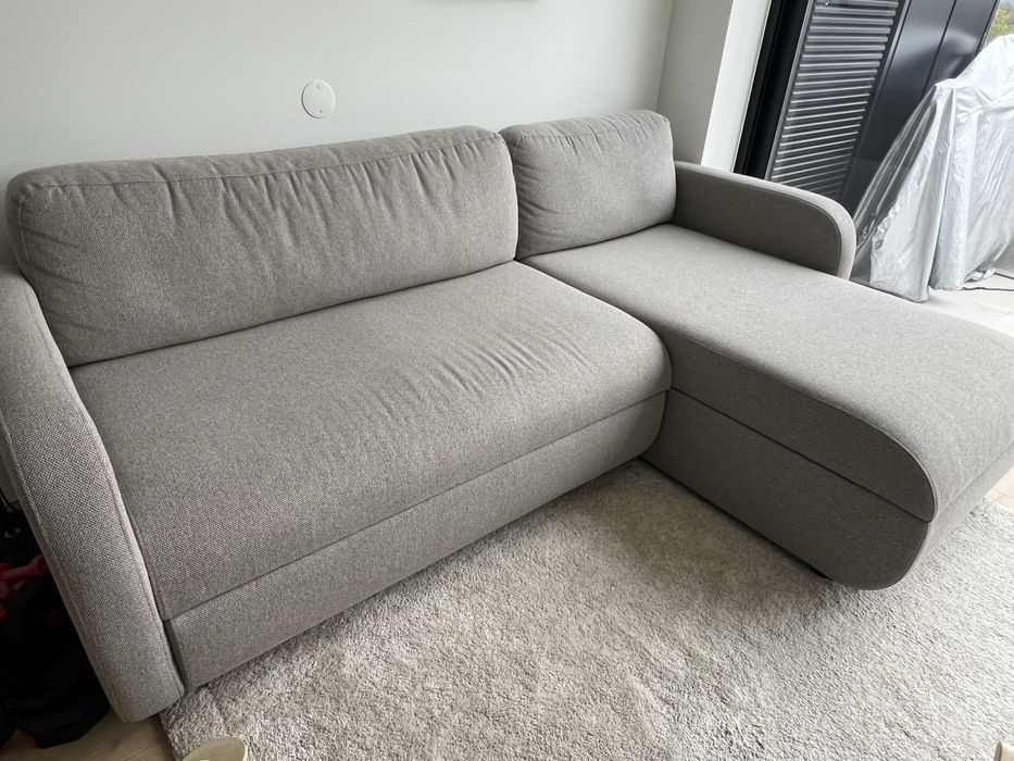 Sofá-cama chaise-longue MOMMARK tecido bege