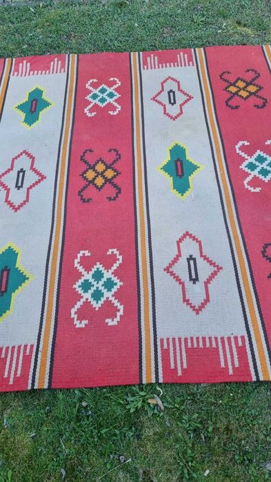 Dywan wełniany geometryczny Czechosłowacja lata 60 design retro vintag