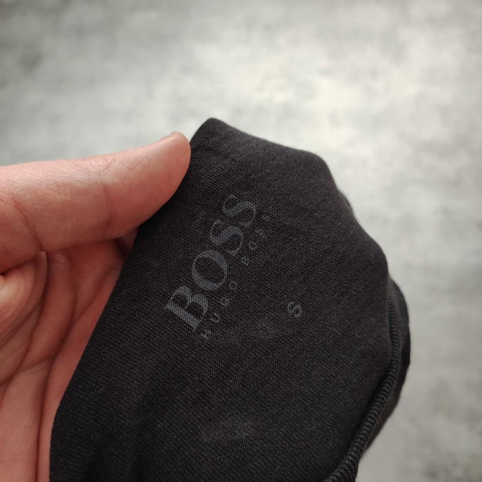 MĘSKA Koszulka Bawełna Haft Logo Hugo Boss Klasyczna Elegancka Casual