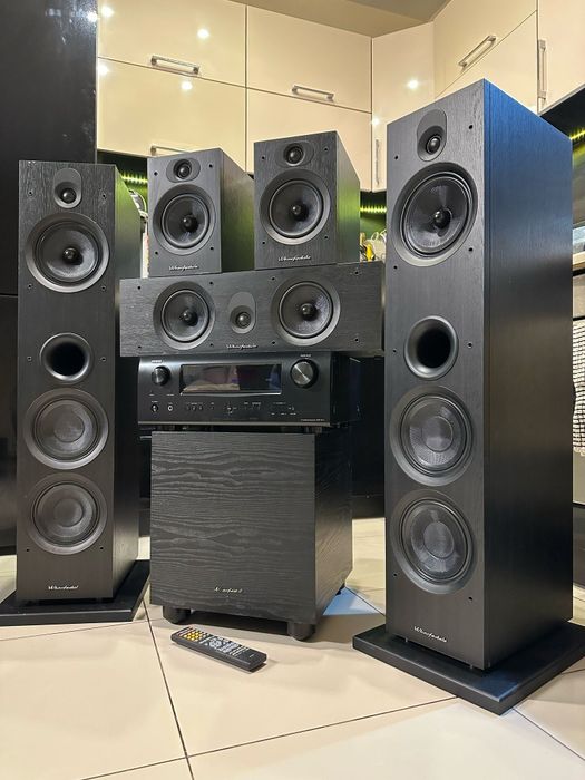Kino domowe Amplituner Denon Kolumny Wharfedale Subwoofer Aktywny