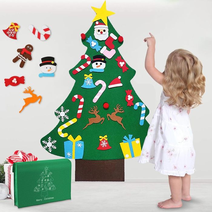 Choinka Ze Zdejmowanymi Ozdobami z Filcu DIY Świąteczna Dekoracja