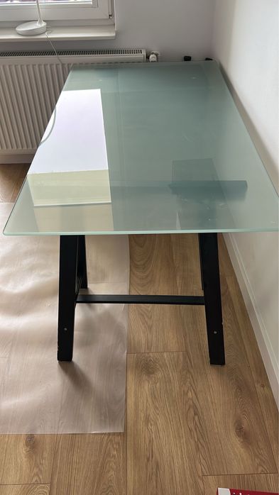 Szklany blat do biurka, szkło hartowane 10mm, satyna 150x80 cm, IKEA
