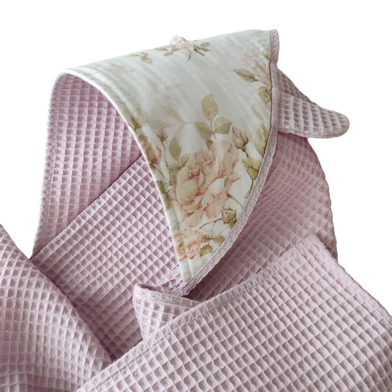 Ręcznik z kapturem wafel,bawełna premium, vintage roses 75x75