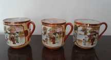 3 chávenas de café porcelana Japonesa - Casca d'Ovo