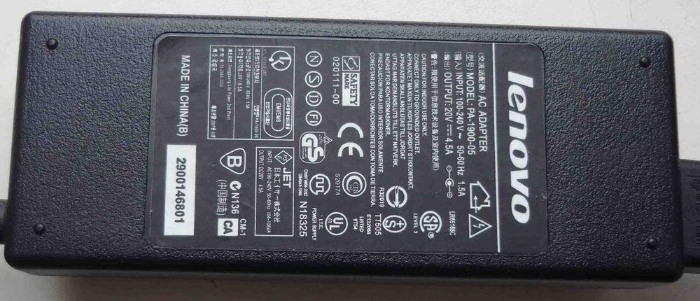 Блок питания Lenovo для ноутбука 20V 4.54A PA-1900-05 зарядка